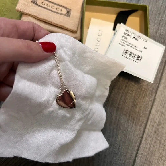 Gucci Silver and Brown Heart Necklace - Picture 3 of 5